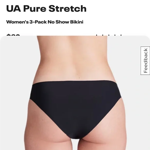 NWT Set of 3 Under Armour Pure Stretch Women's Black No Show Bikini Size Small - Picture 3 of 12